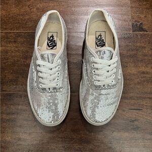 Silver Sequins Authentic Vans - Women’s 8.5 / Men’s 7.